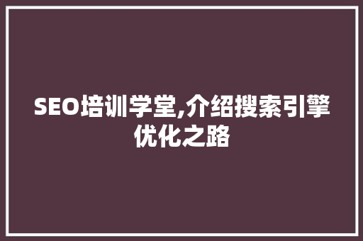 SEO培训学堂,介绍搜索引擎优化之路 SEO培训学堂,介绍搜索引擎优化之路 360搜优化