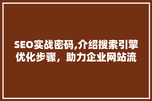 SEO实战密码,介绍搜索引擎优化步骤，助力企业网站流量提升 SEO实战密码,介绍搜索引擎优化步骤，助力企业网站流量提升 英文谷歌算法