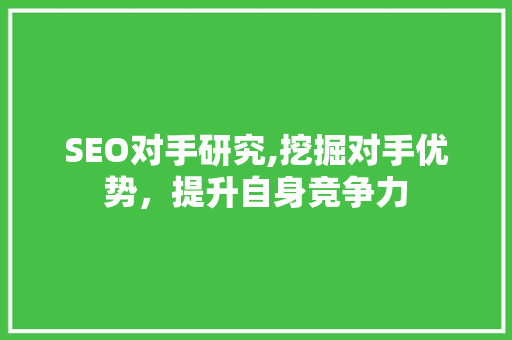 SEO对手研究,挖掘对手优势，提升自身竞争力 SEO对手研究,挖掘对手优势，提升自身竞争力 网站开发