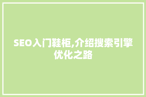 SEO入门鞋柜,介绍搜索引擎优化之路 SEO入门鞋柜,介绍搜索引擎优化之路 头条优化