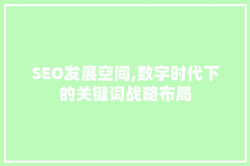 SEO发展空间,数字时代下的关键词战略布局 SEO发展空间,数字时代下的关键词战略布局 网站优化