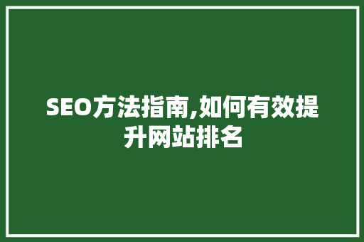 SEO方法指南,如何有效提升网站排名 SEO方法指南,如何有效提升网站排名 网站优化