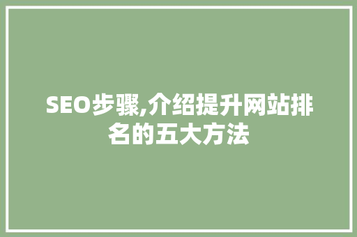 SEO步骤,介绍提升网站排名的五大方法 SEO步骤,介绍提升网站排名的五大方法 seo技术