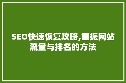 SEO快速恢复攻略,重振网站流量与排名的方法 SEO快速恢复攻略,重振网站流量与排名的方法 AI技术学习