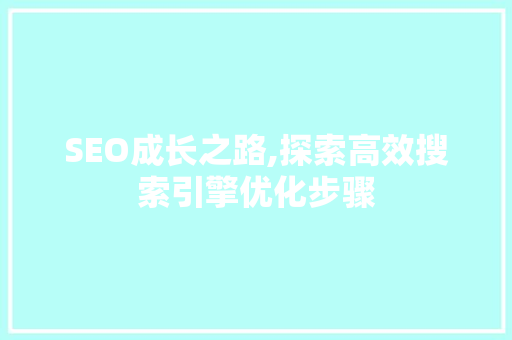 SEO成长之路,探索高效搜索引擎优化步骤 SEO成长之路,探索高效搜索引擎优化步骤 AI技术学习