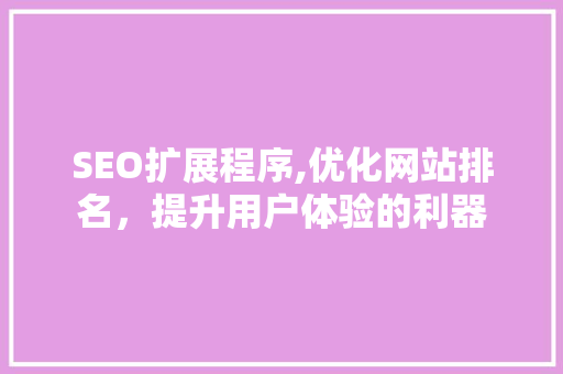 SEO扩展程序,优化网站排名，提升用户体验的利器