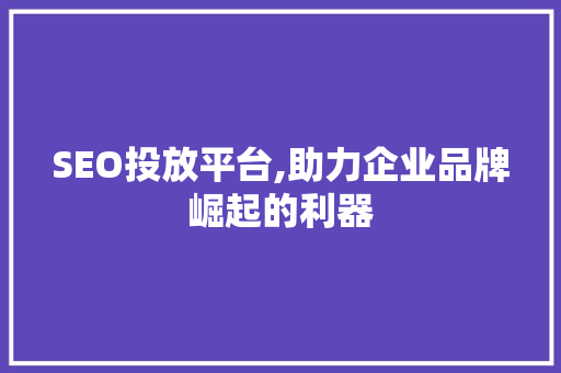 SEO投放平台,助力企业品牌崛起的利器