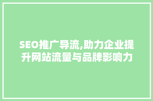 SEO推广导流,助力企业提升网站流量与品牌影响力 SEO推广导流,助力企业提升网站流量与品牌影响力 360搜优化