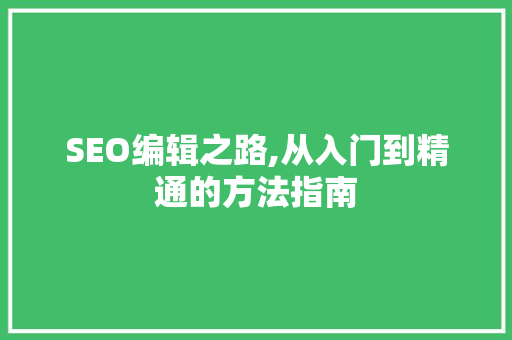 SEO编辑之路,从入门到精通的方法指南 SEO编辑之路,从入门到精通的方法指南 seo技术
