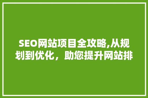 SEO网站项目全攻略,从规划到优化，助您提升网站排名 SEO网站项目全攻略,从规划到优化，助您提升网站排名 小程序开发