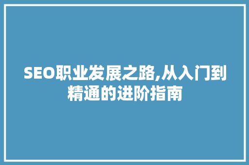SEO职业发展之路,从入门到精通的进阶指南