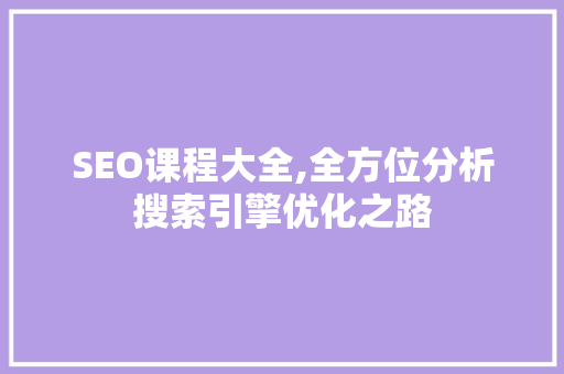 SEO课程大全,全方位分析搜索引擎优化之路 SEO课程大全,全方位分析搜索引擎优化之路 网站开发