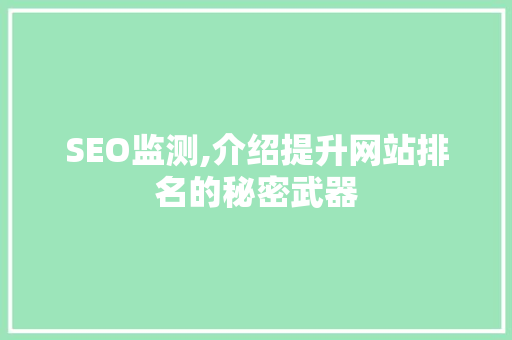 SEO监测,介绍提升网站排名的秘密武器