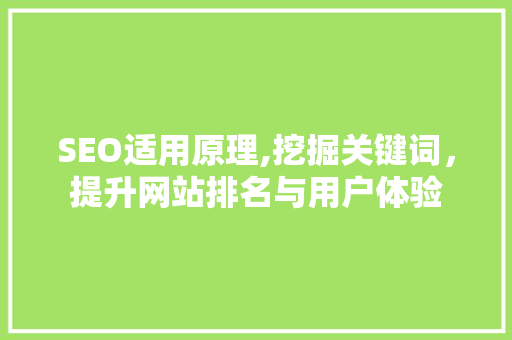 SEO适用原理,挖掘关键词，提升网站排名与用户体验 SEO适用原理,挖掘关键词，提升网站排名与用户体验 小程序开发