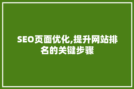 SEO页面优化,提升网站排名的关键步骤 SEO页面优化,提升网站排名的关键步骤 AI技术学习