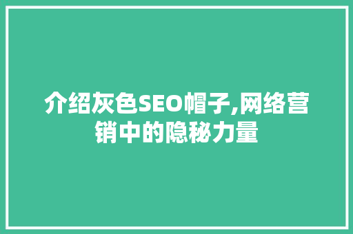 介绍灰色SEO帽子,网络营销中的隐秘力量