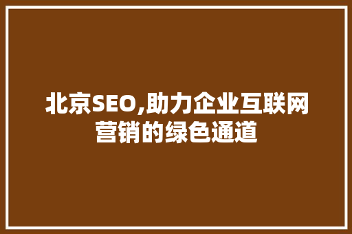 北京SEO,助力企业互联网营销的绿色通道