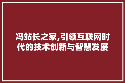冯站长之家,引领互联网时代的技术创新与智慧发展
