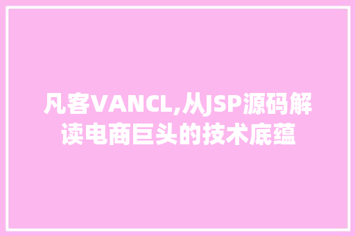凡客VANCL,从JSP源码解读电商巨头的技术底蕴
