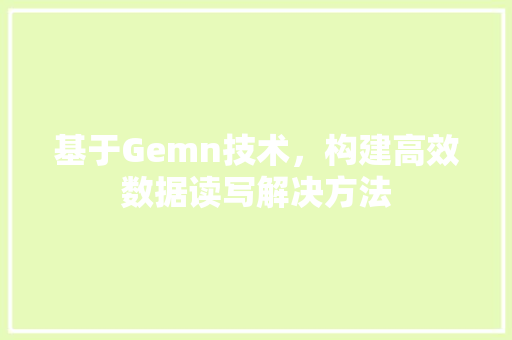 基于Gemn技术，构建高效数据读写解决方法