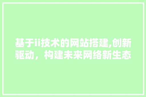 基于ii技术的网站搭建,创新驱动，构建未来网络新生态