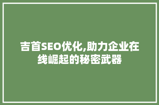 吉首SEO优化,助力企业在线崛起的秘密武器