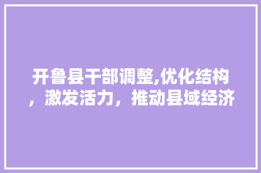 开鲁县干部调整,优化结构，激发活力，推动县域经济高质量发展 开鲁县干部调整,优化结构，激发活力，推动县域经济高质量发展 英文谷歌算法