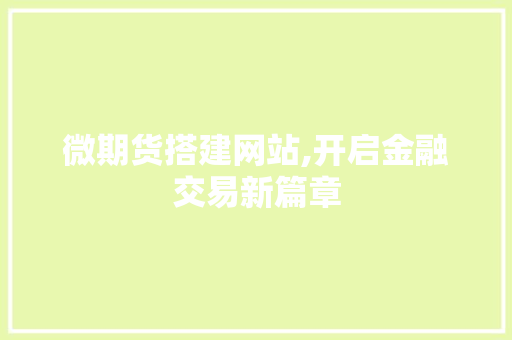 微期货搭建网站,开启金融交易新篇章