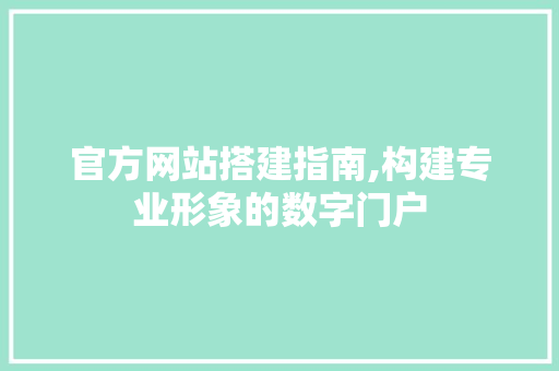官方网站搭建指南,构建专业形象的数字门户