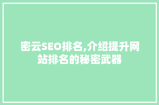 密云SEO排名,介绍提升网站排名的秘密武器