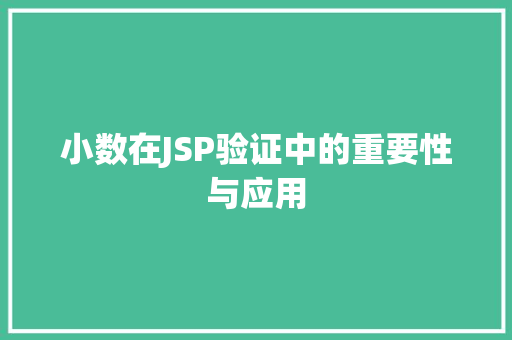 小数在JSP验证中的重要性与应用