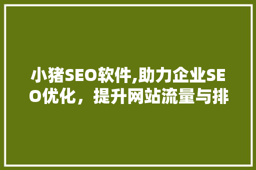 小猪SEO软件,助力企业SEO优化，提升网站流量与排名 小猪SEO软件,助力企业SEO优化，提升网站流量与排名 百度算法