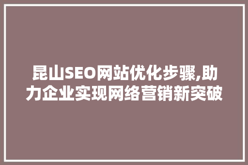 昆山SEO网站优化步骤,助力企业实现网络营销新突破