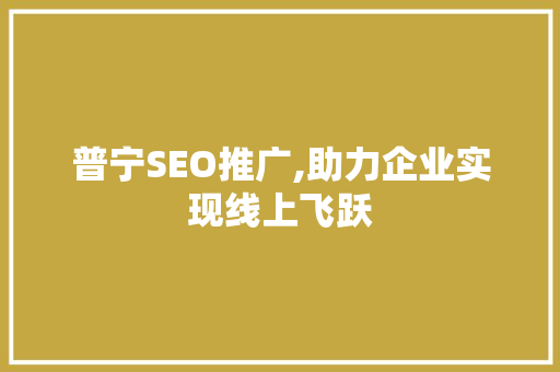 普宁SEO推广,助力企业实现线上飞跃 普宁SEO推广,助力企业实现线上飞跃 搜狗优化