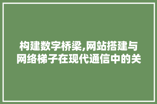 构建数字桥梁,网站搭建与网络梯子在现代通信中的关键作用 构建数字桥梁,网站搭建与网络梯子在现代通信中的关键作用 百度算法