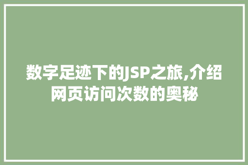数字足迹下的JSP之旅,介绍网页访问次数的奥秘