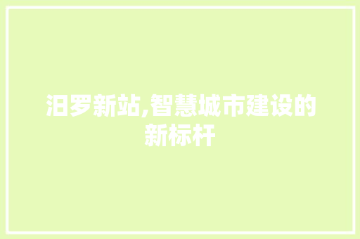 汨罗新站,智慧城市建设的新标杆