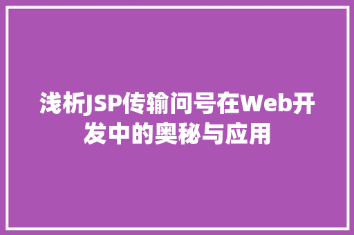 浅析JSP传输问号在Web开发中的奥秘与应用