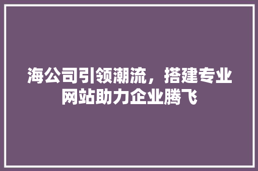 海公司引领潮流，搭建专业网站助力企业腾飞 海公司引领潮流，搭建专业网站助力企业腾飞 搜狗优化