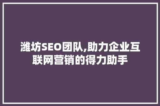 潍坊SEO团队,助力企业互联网营销的得力助手 潍坊SEO团队,助力企业互联网营销的得力助手 英文谷歌算法
