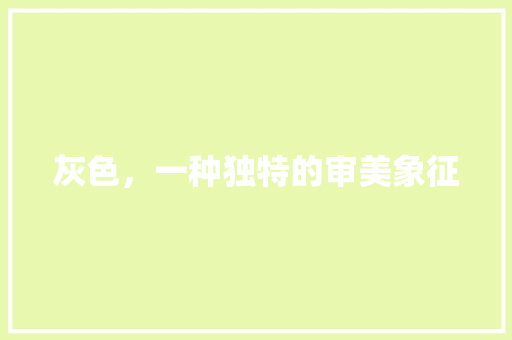灰色，一种独特的审美象征