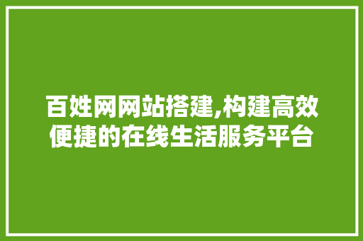 百姓网网站搭建,构建高效便捷的在线生活服务平台