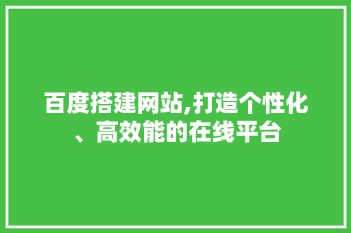 百度搭建网站,打造个性化、高效能的在线平台