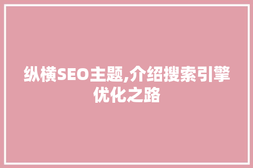 纵横SEO主题,介绍搜索引擎优化之路 纵横SEO主题,介绍搜索引擎优化之路 小程序开发