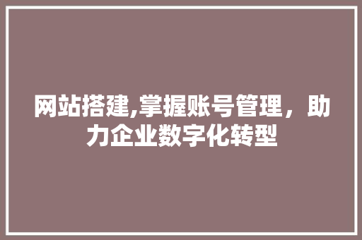 网站搭建,掌握账号管理，助力企业数字化转型 网站搭建,掌握账号管理，助力企业数字化转型 360搜优化