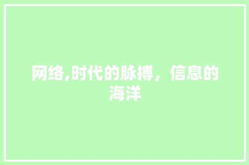 网络,时代的脉搏，信息的海洋 网络,时代的脉搏，信息的海洋 头条优化