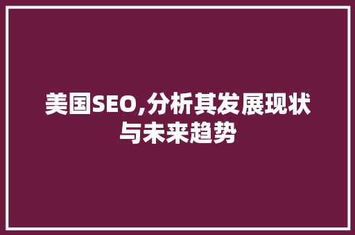 美国SEO,分析其发展现状与未来趋势