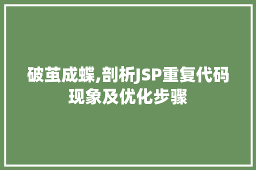 破茧成蝶,剖析JSP重复代码现象及优化步骤