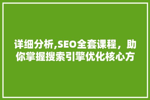 详细分析,SEO全套课程，助你掌握搜索引擎优化核心方法 详细分析,SEO全套课程，助你掌握搜索引擎优化核心方法 搜狗优化