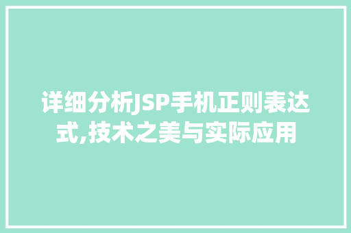 详细分析JSP手机正则表达式,技术之美与实际应用